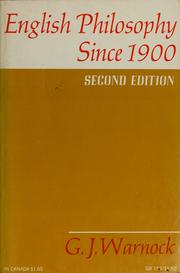 Cover of: English philosophy since 1900.