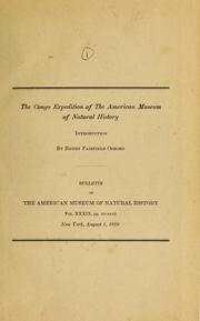 Cover of: The Congo Expedition of the American Museum of Natural History by Henry Fairfield Osborn