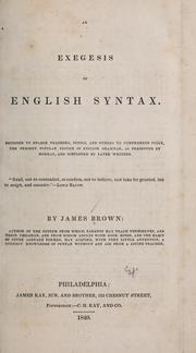 Cover of: An exegesis of English syntax