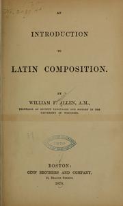 Cover of: An introduction to Latin composition