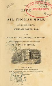 Cover of: The life of Sir Thomas More