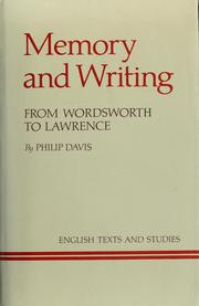 Cover of: Memory and Writing from Wordsworth to Lawrence