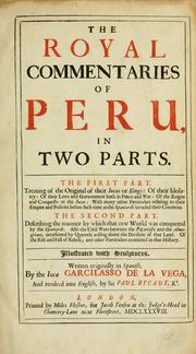 The royal commentaries of Peru, in two parts by Garcilaso de la Vega