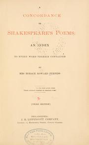 Cover of: A concordance to Shakespeare's poems by Furness, Horace Howard Mrs.