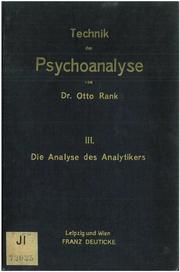 Cover of: Die Analyse des Analytikers und seiner Rolle in der Gesamtsituation