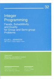 Cover of: Integer programming by E. L. Johnson
