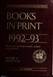 Books in Print 1992-93 by R R Bowker Publishing