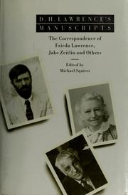 Cover of: D.H. Lawrence's Manuscripts: The Correspondence of Frieda Lawrence, Jake Zeitlin, and Others