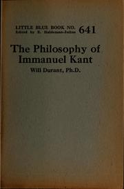 Cover of: The philosophy of Immanuel Kant