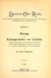 Cover of: Beiträge zur kulturgeschichte von Ostafrika. by Stuhlmann, Franz