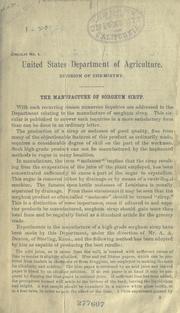 Cover of: The manufacture of sorghum sirup.