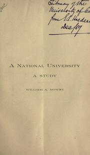 Cover of: A National University: a study.