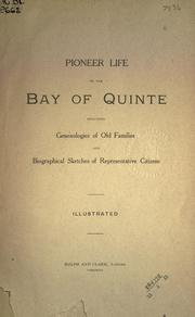 Cover of: Pioneer life on the Bay of Quinte by 