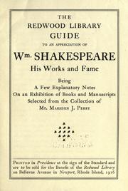 Cover of: The Redwood Library guide to an appreciation of Wm. Shakespeare by Redwood Library and Athenaeum.