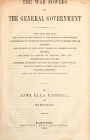 Cover of: The war powers of the general government