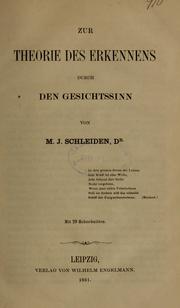 Cover of: Zur Theorie des Erkennens durch den Gesichtssinn