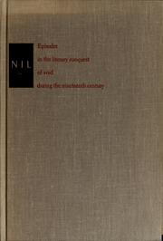 Cover of: Nil: episodes in the literary conquest of void during the nineteenth century.