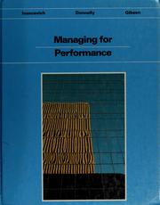 Cover of: Managing for performance: an introduction to the process of managing