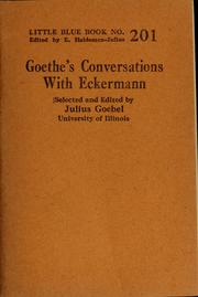 Cover of: Goethe's conversations with Eckermann