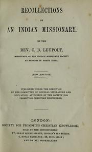 Cover of: Recollections of an Indian missionary by C. B. Leupolt