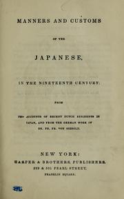 Cover of: Manners and customs of the Japanese, in the nineteenth century