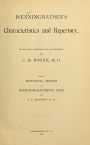 Boenninghausen's characteristics and repertory by Clemens Maria Franz von Bönninghausen