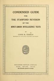 Cover of: Condensed guide for the Stanford revision of the Binet-Simon intelligence tests
