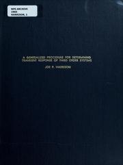 Cover of: A generalized procedure for determining transient response of third order systems | Joe P. Harrison