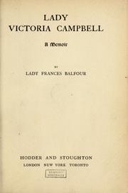 Cover of: Lady Victoria Campbell by Balfour, Frances Lady