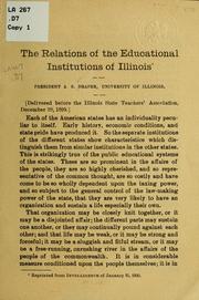Cover of: The relations of the educational institutions of Illinois