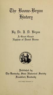 Cover of: The Boone-Bryan history by J. D. Bryan