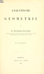 Cover of: Analytische Geometrie