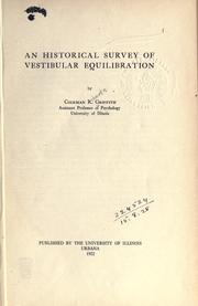 Cover of: An historical survey of vestibular equilibration