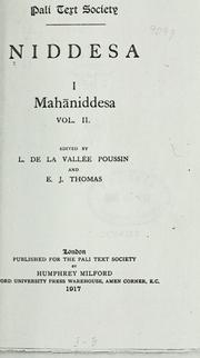 Cover of: Niddesa, Mahaniddesa by La Vallée Poussin, Louis de
