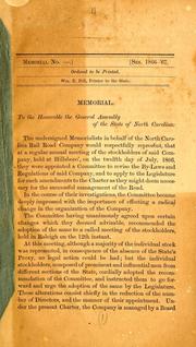 Cover of: A bill to amend an act entitled An act to incorporate the North Carolina Rail Road Company, passed at the session of 1848-'49, and An act for the completion of the North Carolina Rail Road, passed at the session of 1854-'55
