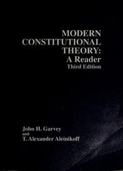 Cover of: Modern constitutional theory: a reader