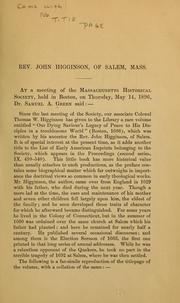 Cover of: Rev. John Higginson of Salem, Mass.