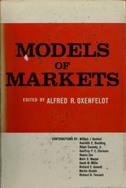 Cover of: Models of markets.