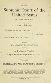 Cover of: Commonwealth of Virginia vs. the state of West Virginia, in equity: before C.E. Littlefield, master, at Richmond, Va., Aug. 17-19 and Sept. 2-12, 1914 ...