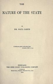 Cover of: The nature of the state