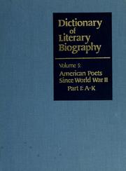 Cover of: American Poets Since World War II: Part 1, A-K; Part 2, L-Z (Dictionary of Literary Biography)