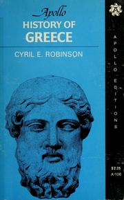 Cover of: Apollo history of Greece by Cyril Edward Robinson
