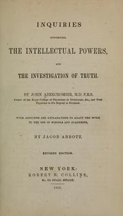 Cover of: Inquiries concerning the intellectual powers: and the investigation of truth