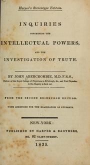 Cover of: Inquiries concerning the intellectual powers, and the investigation of truth
