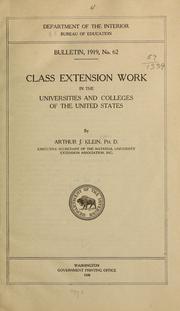 Cover of: Class extension work in the universities and colleges of the United States