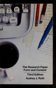 Cover of: The research paper by Audrey J. Roth