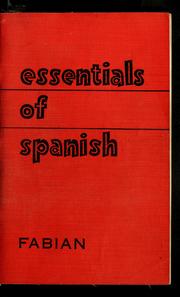 Cover of: Essentials of Spanish.