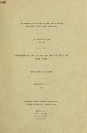 Cover of: Endemism in the flora of the vicinity of New York