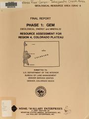 Cover of: Resource assessment for Region 4, Colorado Plateau: Dolores River Canyon - Tabeguache Creek area GRA 8