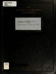 Cover of: Criteria for the selection of designated projects